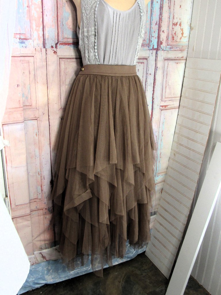 Lucky Brand Nwt Tulle Skirt, Xl, Waist 38 Not Stretched, Rich Brown Romantic